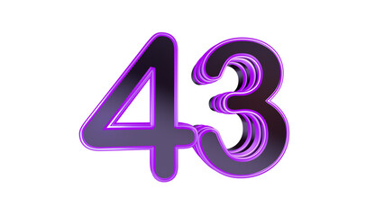 Purple glossy 3d number 43