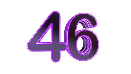 Purple glossy 3d number 46