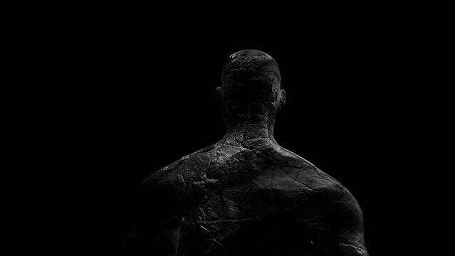 stone man, view from the back, abstract silhouette, 3d render