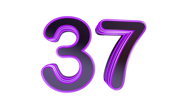 Purple glossy 3d number 37