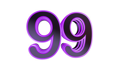 Purple glossy 3d number 99