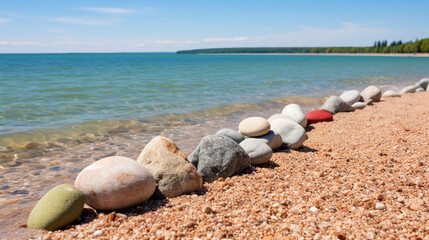 Fototapeta na wymiar stones on the beach HD 8K wallpaper Stock Photographic Image 