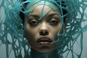 見つめる女性ポートレート,Generative AI AI画像