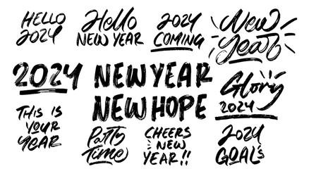 bundle new year quotes vector lettering. typography. Motivational quote. Calligraphy postcard poster graphic design lettering element. Hand written sign