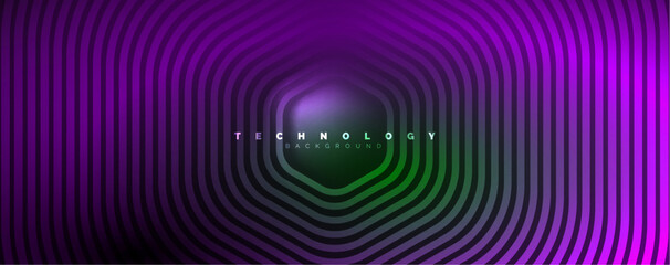 Neon shiny hexagons abstract background, technology energy space light concept, abstract background wallpaper desig