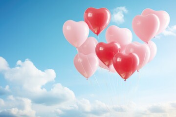 heart balloons flying to the sky sunny