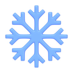 Icy Snowflake Icon isolated on white background. 3D icon, sign and symbol. Cartoon minimal style. Front view. 3D Render Illustration
