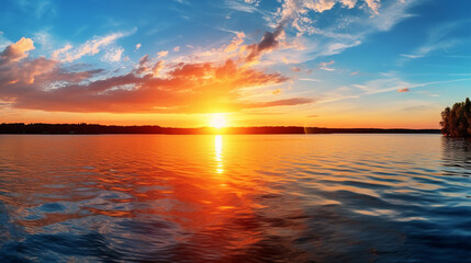 Fototapeta na wymiar sunset over the river HD 8K wallpaper Stock Photographic Image 
