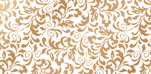 Fototapeta na wymiar Vector illustration Florals ornament golden color Seamlessly pattern in the style of Baroque for Fashionable modern wallpaper or textile, book cover, Digital interfaces, print design template material
