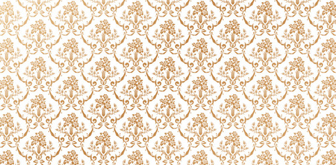 vector illustration Seamlessly damask wallpaper pattern luxurious backgrounds elements for Fashionable textiles, book covers, Digital interfaces, prints designs templates material, wedding invitations - obrazy, fototapety, plakaty