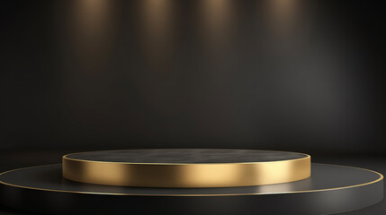 Premium pedestal, Black round pedestal on luxury minimal in Studio.