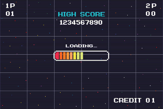 LOADING .pixel art .8 bit game. retro game. for game assets in vector illustrations.	