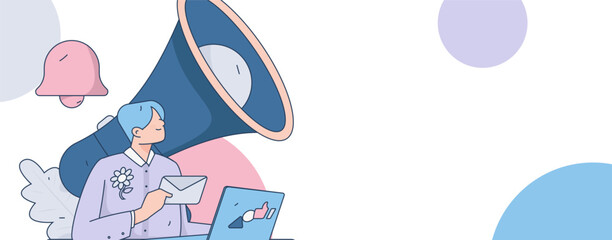 Notification announcement vector creative flat hand drawn illustration
