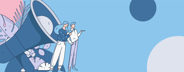 Notification announcement vector creative flat hand drawn illustration
