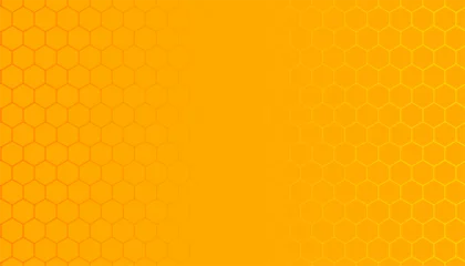 Fotobehang line style geometric hive structure pattern yellow background with empty space © starlineart