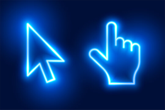 neon style computer cursor and arrow design