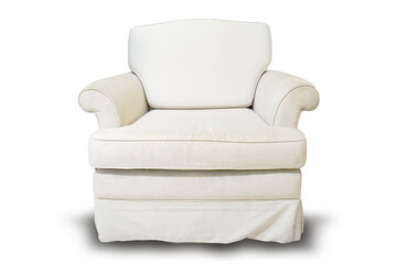 White armchair isolated on white background. Object with clipping path