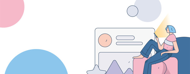 Virtual characters social communication concept business flat vector hand drawn illustration
