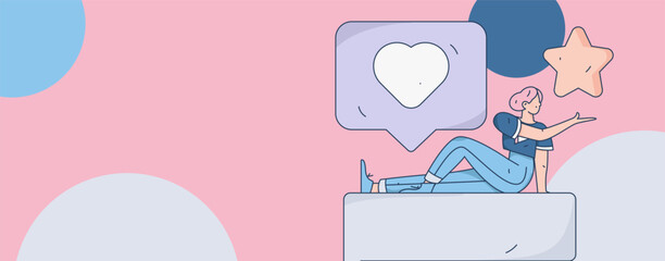 Virtual characters social communication concept business flat vector hand drawn illustration
