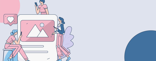 Virtual characters social communication concept business flat vector hand drawn illustration
