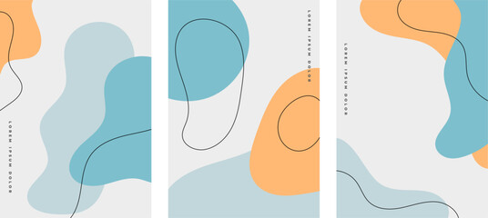 collection of minimal fluid shape banner in japanese style