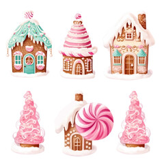 gingerbread home clipart for decorative painting collection-1