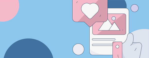 Virtual characters social communication concept business flat vector hand drawn illustration
