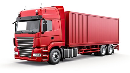 Semi-trailer truck isolated on white background.