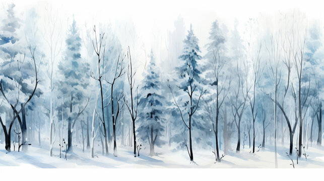 forest in winter HD 8K wallpaper Stock Photographic Image 