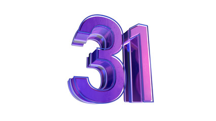 Fototapeta premium Creative purple 3d number 31