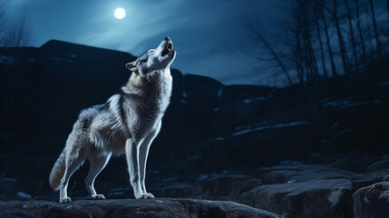 wolf in the night HD 8K wallpaper Stock Photographic Image 