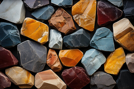 Assorted colorful raw gemstones perfect for jewelry making and geology enthusiasts. A vibrant and textured natural collection.
