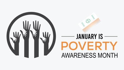 Vector illustration on the theme of Poverty Awareness Month observed each year during January.banner, Holiday, poster, card and background design.