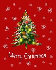 Christmas card with Christmas tree and lettering