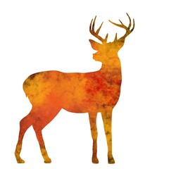 Abstract watercolour silhouette of reindeer 