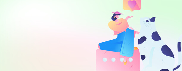 Virtual characters social communication concept business flat vector hand drawn illustration
