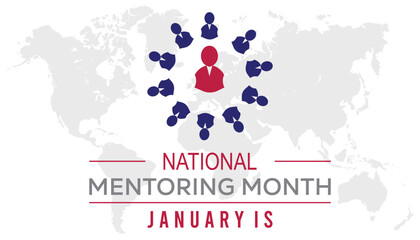 Vector illustration on the theme of National Mentoring month observed each year during January.banner, Holiday, poster, card and background design.