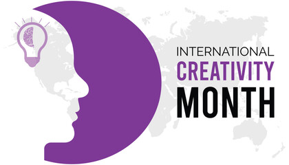 Vector illustration on the theme of International Creativity Month observed each year during January.banner, Holiday, poster, card and background design.