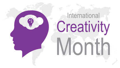 Vector illustration on the theme of International Creativity Month observed each year during January.banner, Holiday, poster, card and background design.