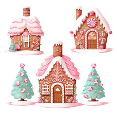 gingerbread house with christmas tree