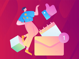 Virtual characters social communication concept business flat vector hand drawn illustration
