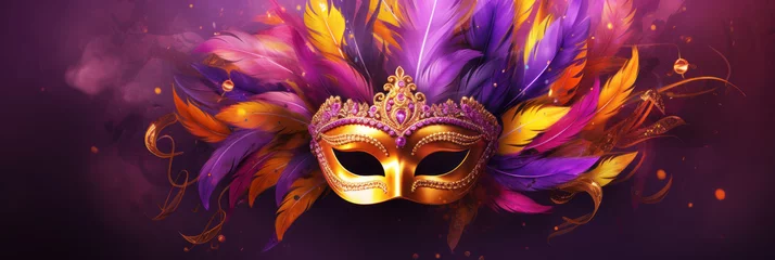 Gordijnen Mardi gras festive carnaval mask © Slepitssskaya