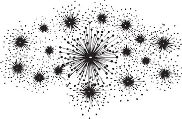 hand drawn doodle fireworks vector isolated on white background