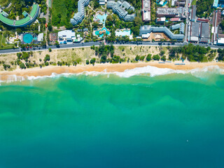 Beautiful beach seacoast view at open sea in summer season,Nature Environment and Travel background,Amazing sea ocean background,Top view beach sea space area