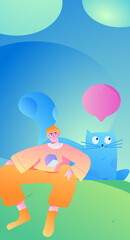 Virtual characters social communication concept business flat vector hand drawn illustration
