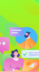 Virtual characters social communication concept business flat vector hand drawn illustration
