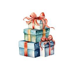 Obraz premium Watercolor clipart Christmas presaent isolated png 300dpi