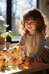 Fototapeta premium little child playing at home