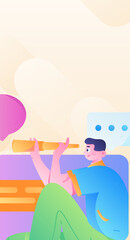 Virtual characters social communication concept business flat vector hand drawn illustration
