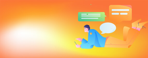 Virtual characters social communication concept business flat vector hand drawn illustration
